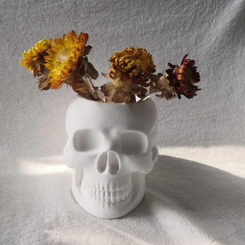 Vista 3 de appuivbt Molde de resina epoxi de calavera para macetas, plantas suculentas, maceta, moldes de cemento, molde de yeso para hormigón, molde