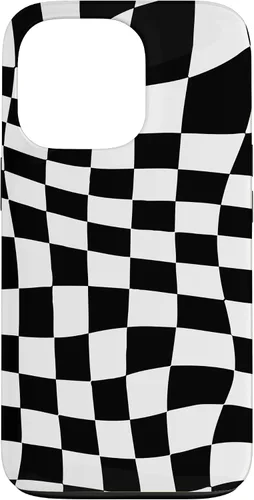 Vista 10 de Funda clásica a cuadros para iPhone 17, diseño ondulado de tablero de ajedrez en blanco y negro
