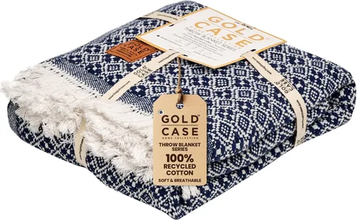 Vista 36 de Gold Case - Manta para sofá, mantas y mantas 100% algodón turco reciclado, mantas suaves Buffalo para sala de estar, manta tejida decorativa Boho
