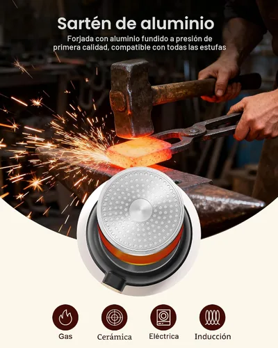 Vista 6 de Sartén antiadherente, sartén para tortilla de 8 pulgadas, sartén saludable y no tóxica con mango resistente al calor, sartén de cocción sin PFOA