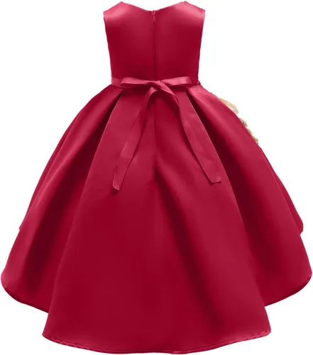 Vista 2 de AIMJCHLD Vestido de niña de flores de 2 a 9 años, vestidos midi formales de dama de honor