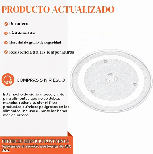 Vista 3 de Bandeja giratoria de vidrio para microondas de 12 1/2" de Beaquicy - Reemplazo para microondas GE, Kenmore, Samsung, Hotpoint - Plato de 31,8 cm