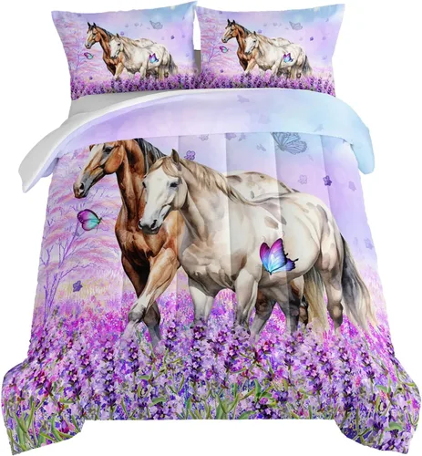 Vista 14 de HOSIMA Edredón de lobo salvaje tamaño individual, ropa de cama con estampado de animales del bosque con 2 fundas de almohada, juego de ropa de cama