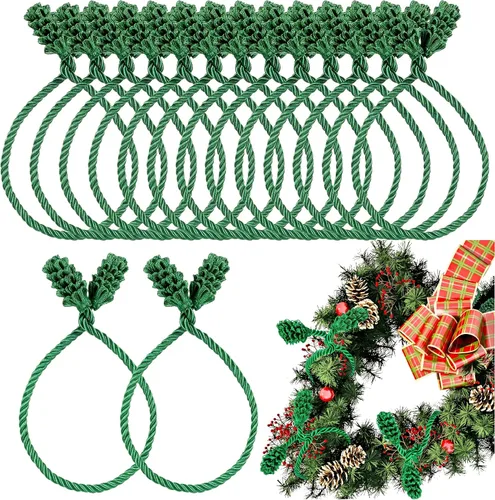 Vista 10 de 16 piezas de ataduras de guirnalda de Navidad marrón - Ataduras reutilizables y flexibles para barandillas de decoración para pasamanos