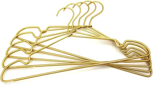 Vista 5 de Perchas de ropa de alta calidad de 16.5 pulgadas de metal dorado con gancho antideslizante para ropa sucia con alambre para ropa, perchas