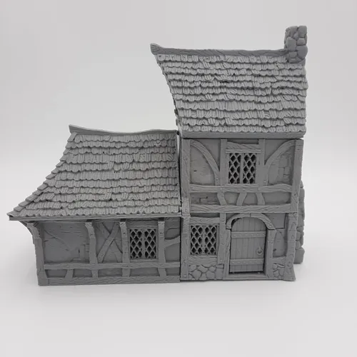 Vista 8 de Small House - HERO Creations - 1:28 - RPG - Dungeons and Dragons - DND - Pathfinder - El Señor de los Anillos - Figura miniatura (gris/sin pintar)