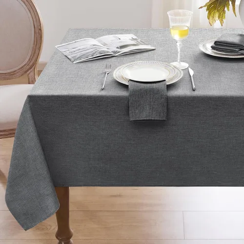 Vista 12 de Softalker Mantel pequeño rectangular con textura de lino de 52 x 70 pulgadas, para exteriores, resistente a las manchas y a las arrugas, decorativo