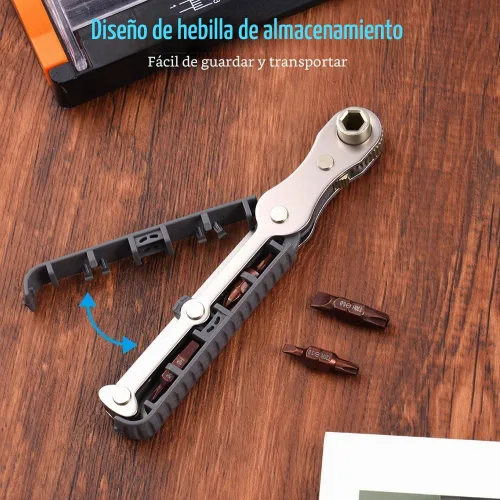 Vista 5 de OSDUE Juego de 5 piezas de llave de trinquete mini, transmisión de 1/4 pulgada, destornillador reversible de alto torque con offset, con puntas Mini