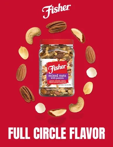 Vista 9 de FISHER Snack Mezcla de nueces con maní, almendras de 24 onzas, anacardos, filberts, nueces, nueces de Brasil