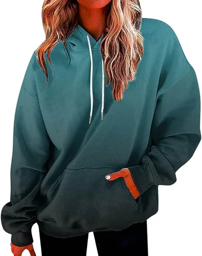 Vista 22 de Ceboyel Sudaderas de gran tamaño para mujer, teñido anudado, manga larga, sudaderas con capucha, ajuste holgado, ropa de moda para adolescentes