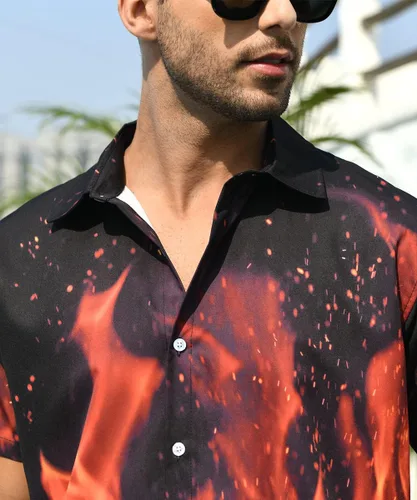 Vista 6 de ALISISTER Camisas con botones para hombre, camisetas hawaianas de manga corta, divertidas camisetas de verano para vacaciones