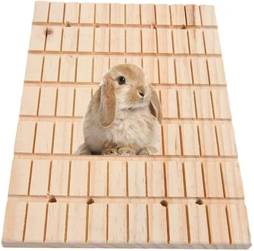 Vista 7 de Litewoo Juguetes masticables de madera para el cuidado de los dientes y garras de la tabla de arañazos de conejo, chinchilla, cobaya, conejo