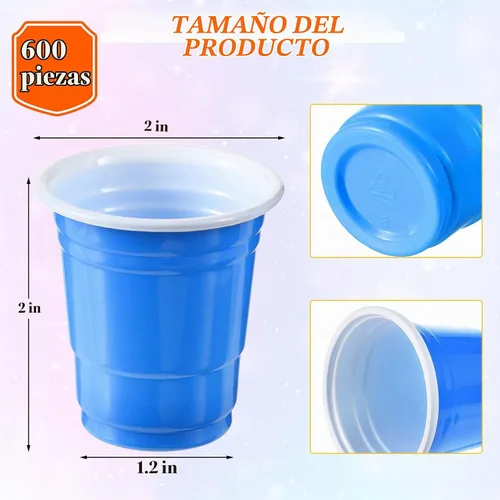 Vista 2 de Mimorou Paquete de 600 vasos de chupito de plástico de 2 onzas, vasos desechables de plástico, mini tazas multicolor para barbacoa, fiesta