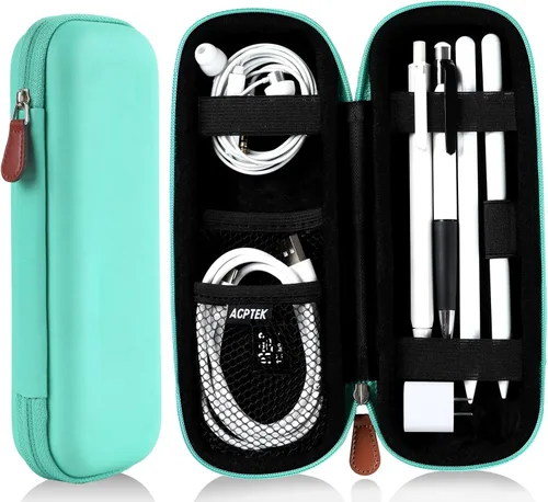 Vista 11 de AGPTEK Soporte para Apple Pencil, bolsa de transporte de cuero duro de PU delgada for Apple Pen Accessories, MP3 Players, USB Cable, Earphone