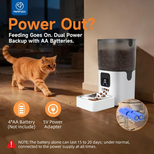 Vista 10 de PAPIFEED Comedero automático WiFi 5G: dispensador automático inteligente de comida para gatos con modo de alimentación lenta, desmontable para una