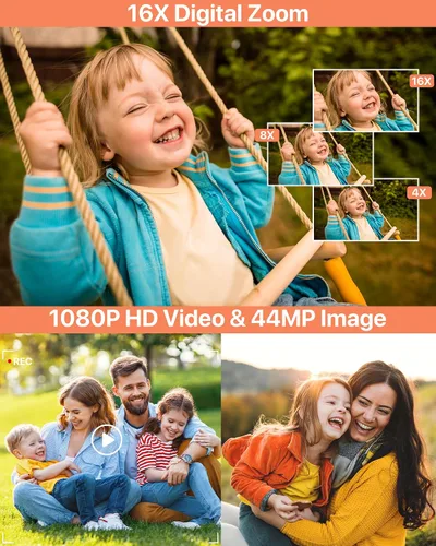 Vista 2 de Cámara digital, la última cámara digital FHD 1080P para adolescentes con tarjeta SD, cámaras antisacudidas y disparos, cámaras portátiles con zoom