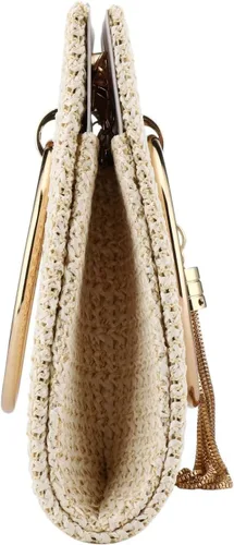 Vista 4 de Bolso de paja para mujer, bolso de mano cruzado de noche, bolso de mano para playa