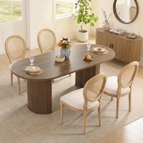 Vista 17 de SoarFlash Juego de mesa de cocina y sillas para 4, juego de mesa de comedor de 47 pulgadas para 4 personas con sillas tapizadas de terciopelo, juego