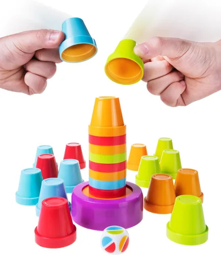 Vista 2 de Copa Slam, Speed and Color Matching Cups Kids and Family Game by blue orange Games para 2 a 4 jugadores. Recomendado para niños de 6 años en adelante