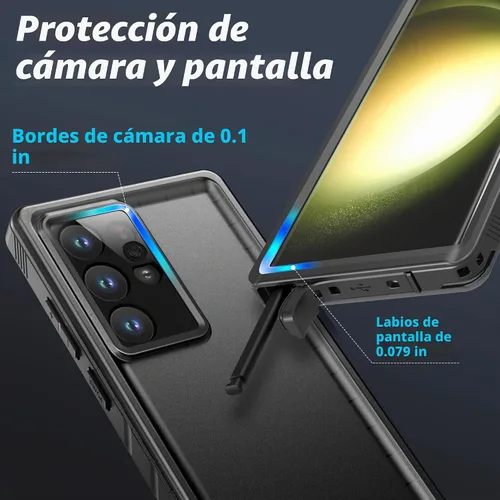 Vista 5 de SPORTLINK - Funda impermeable para Samsung Galaxy S23 Ultra IP68, color negro, 6.8