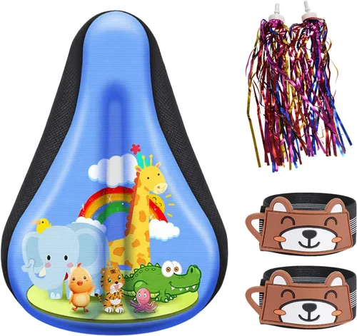 Vista 11 de Cojín de asiento de bicicleta para niños, funda de asiento de bicicleta para niños, cojín súper suave y cómodo, ajuste universal para bicicletas