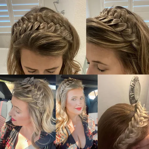 Vista 8 de Banda ancha trenzada para el cabello, accesorios para el cabello, banda elástica antideslizante para mujeres y niñas (A1002)
