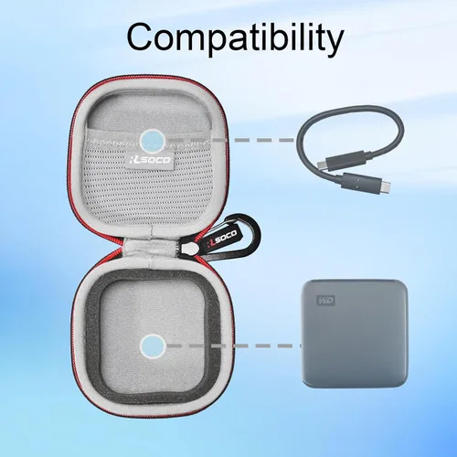 Vista 4 de RLSOCO Estuche de transporte para WD 1TB/2TB Elements SE Unidad de estado sólido externa SSD portátil (solo funda)