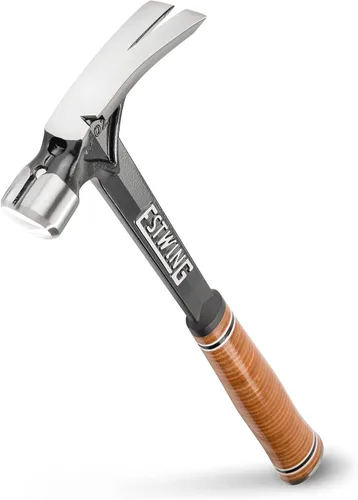 Vista 7 de Estwing Serie Ultra - Martillo de carpintero de 15 oz con gancho para arrancar, cara fresada y mango de cuero genuino - E15SM