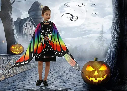 Vista 5 de Alas de mariposa para niñas y niños disfraz de Halloween chal de hadas festival vestido fiesta