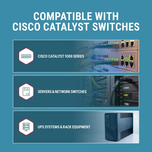 Vista 7 de CablesAndKits Cable de alimentación de CA resistente, compatible con Cisco P/N CAB-TA-NA-9200), 15A/125V, 14 AWG, 5-15P a C15