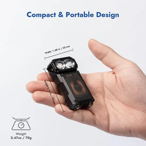 Vista 4 de WUBEN X3 Mini linterna recargable con base de carga 180 grados Linterna tipo llavero EDC Gira Ip65 Impermeable Imán Linterna de bolsillo 10 modos