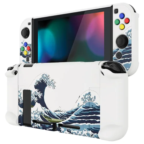 Vista 16 de eXtremeRate PlayVital Back Cover for Nintendo Switch Console, NS Joycon Controller Protector Hard Shell, Dockable Protective Case with Colorful ABXY
