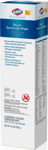 Vista 3 de Clorox Pro Healthcare - Toallitas germicidas de lejía, limpieza sanitaria y limpieza industrial, toallitas Clorox Wipes, 50 toallitas envueltas