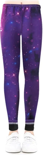 Vista 2 de SANGNI Leggings de invierno con forro polar grueso para niñas, pantalones de terciopelo, mallas térmicas bordadas, pantalones de 3 a 10 años, C91