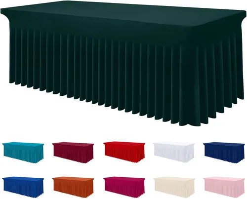 Vista 12 de Smiry Mantel de Spandex, Mantel Elástico Ajustable Extensible para Mesas Rectangulares de 6 Pies, Falda Cubierta de Mesa Impermeable y Lavable