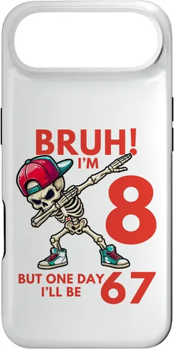 Vista 27 de Bruh I'm 8 But One-Day I'll Be 67 Retro 8th Birthday Kids Case for iPhone 17