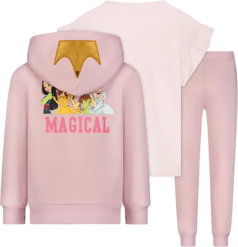 Vista 8 de Disney Princess Girls Cenicienta, Belle, Tiana y Mulan - Conjunto de camiseta y pantalón para niños pequeños y grandes - Rosa