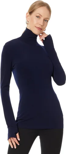 Vista 6 de Norma Kamali Camiseta de manga larga ajustada para mujer Caja de corteza a cuadros
