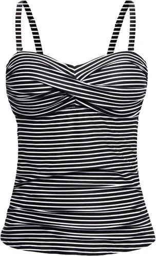 Vista 13 de Holipick Top de tankini para mujer con frente torcido, traje de baño bandeau, control de abdomen, traje de baño solo arriba, sin parte de abajo Negro
