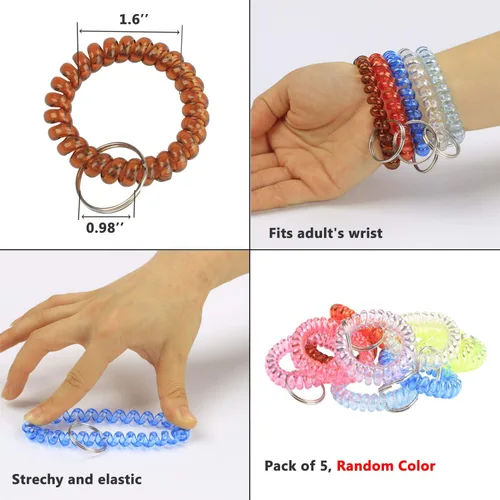 Vista 6 de BIHRTC Llavero elástico flexible de la pulsera de la primavera de la bobina espiral de la transparencia, al azar