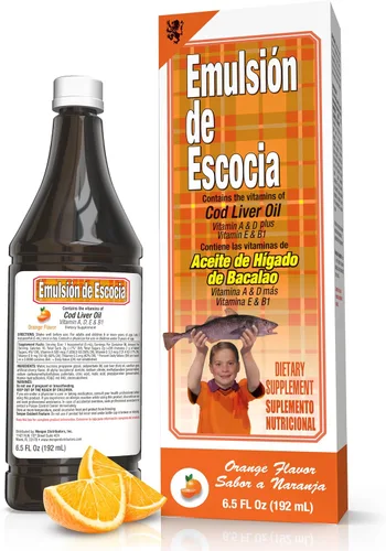 Vista 9 de Emulsion de Escocia Aceite de hígado de bacalao con sabor a flan, paquete de 1 (6.5 onzas líquidas, 6.5 fl oz), Omega-3 con vitaminas A y D
