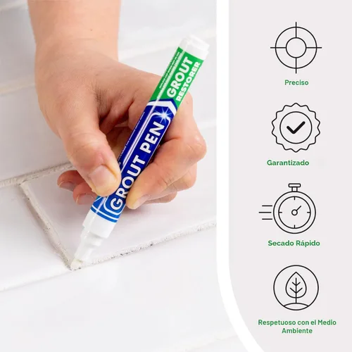 Vista 2 de Grout Pen - Marcador de pintura de lechada para azulejos blancos, punta estrecha de 0.197 pulgadas (0.2 fl oz), paquete de 3