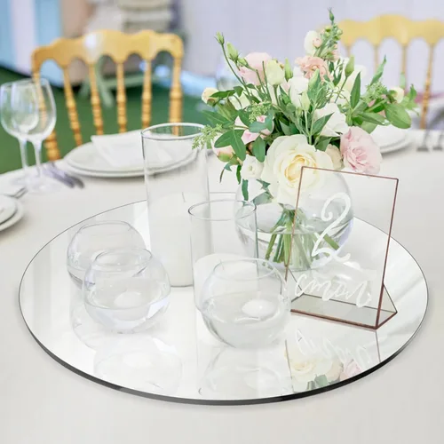 Vista 4 de Seelenruhe Espejos redondos de 10 pulgadas para centros de mesa para mesas, bandejas platos de espejos redondos para centros de mesa, decoraciones