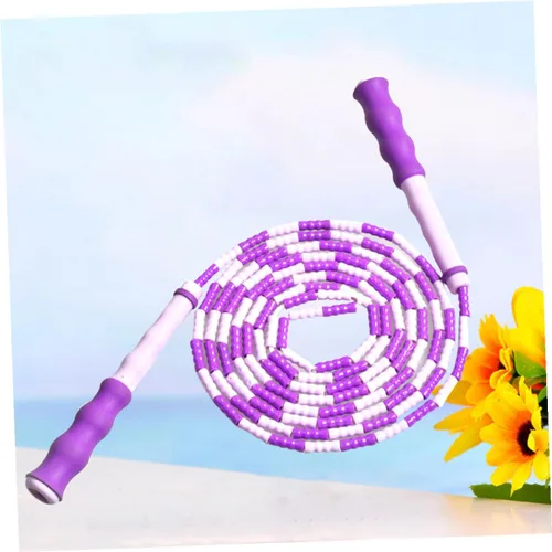Vista 3 de PartyKindom Skipping Rope Lightweight Beaded Jump Rope for Men Women Fitness Training Anti-slip Handles Purple