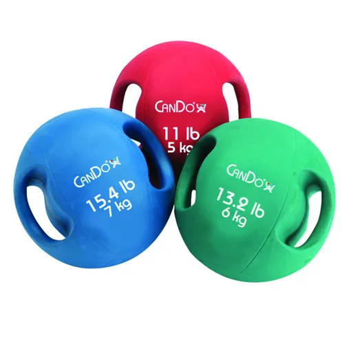 Vista 9 de CanDo Balón medicinal moldeado de doble mango para entrenamiento de fuerza, entrenamientos de núcleo, calentamientos, cardiometría y pliometría