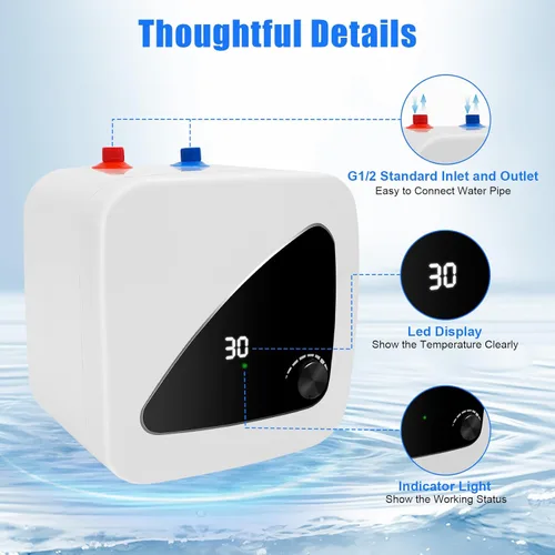 Vista 2 de 110V 1.5KW eléctrico mini calentador de agua caliente tanque de almacenamiento 8L cocina hogar compacto calentadores de agua instantáneos debajo