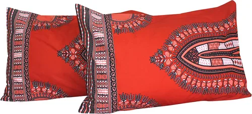 Vista 17 de Fundas de almohada en African Dashiki Art 100% algodón tejido Batik estampados, juego de 2 fundas, negro amarillo