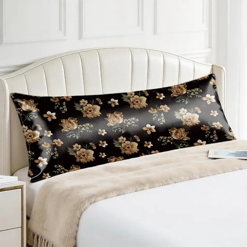 Vista 32 de EXQ Home - Funda de almohada de satén para cuidar el cabello y la piel, tamaño estándar, de seda con estampado negro, juego de 2 fundas con cierre