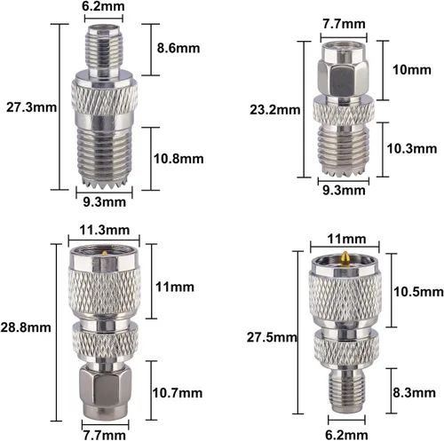 Vista 2 de onelinkmore SMA to Mini-UHF Adapter Kit 4-Type Macho/Hembra Cuatro transiciones SMA a mini-UHF macho/hembra para radios móviles heredadas