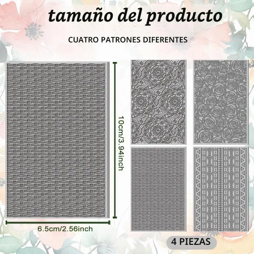 Vista 2 de Juego de 4 láminas de textura de arcilla polimérica para usar con cortadores de arcilla, esteras de textura de arcilla boho, kit de fabricación